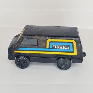 Vintage 1979 Tonka Toy Van With Blue and Yellow / Blue and Orange Stripes
